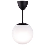 Modern Light 1-Light Mid Century Large 10” White Globe Glass Shade Black Finished Flush Light Fixture for Kitchen Island Dinning Room